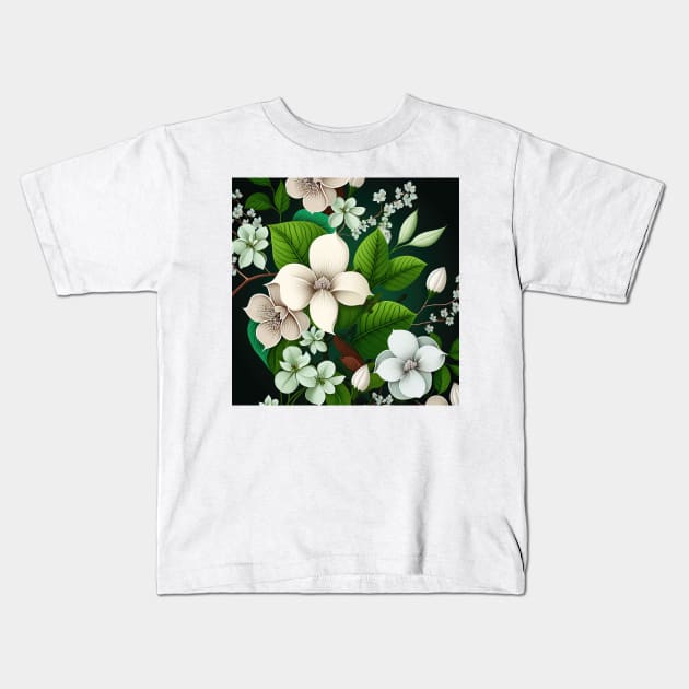 Greenish floral print Kids T-Shirt by Micapox